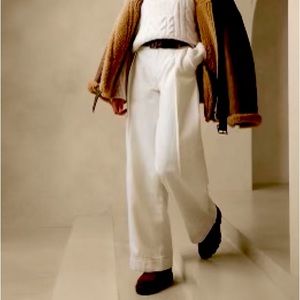 Cream High Waisted Wide Leg Jean